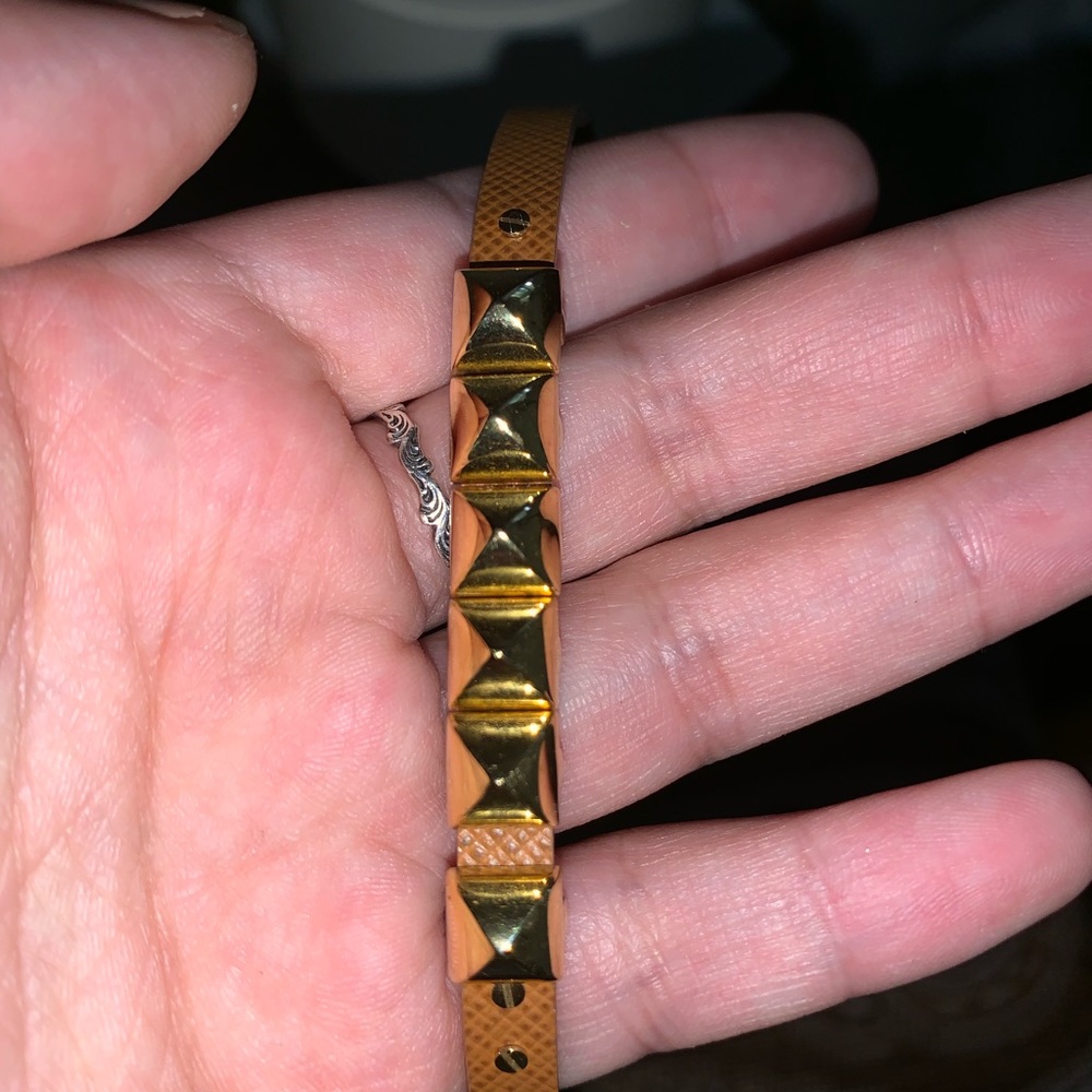 Studded MK brown leather bracelet